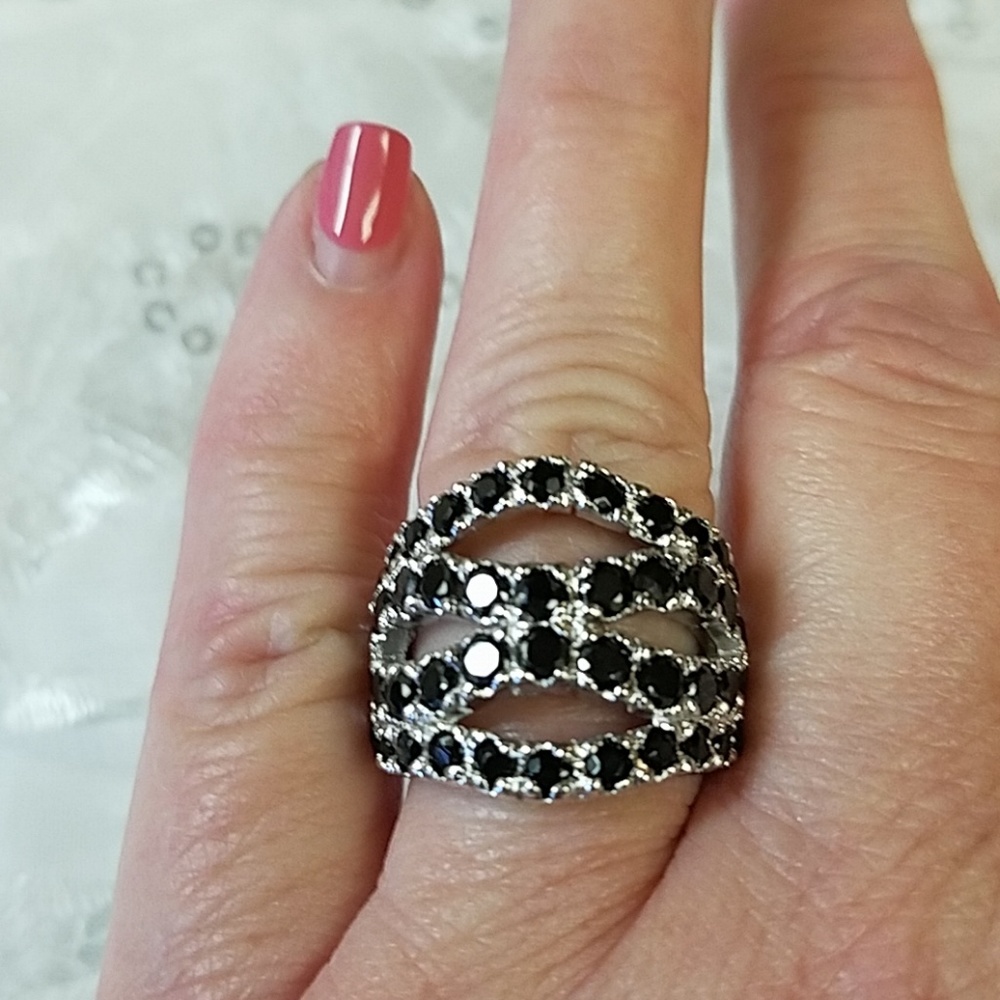 Black CZ Sterling Ring